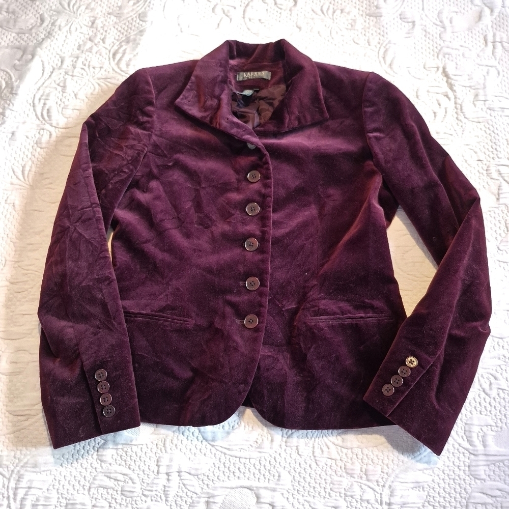 Lauren Ralph Lauren women's 8P deep purple velvety blazer EUC Vintage